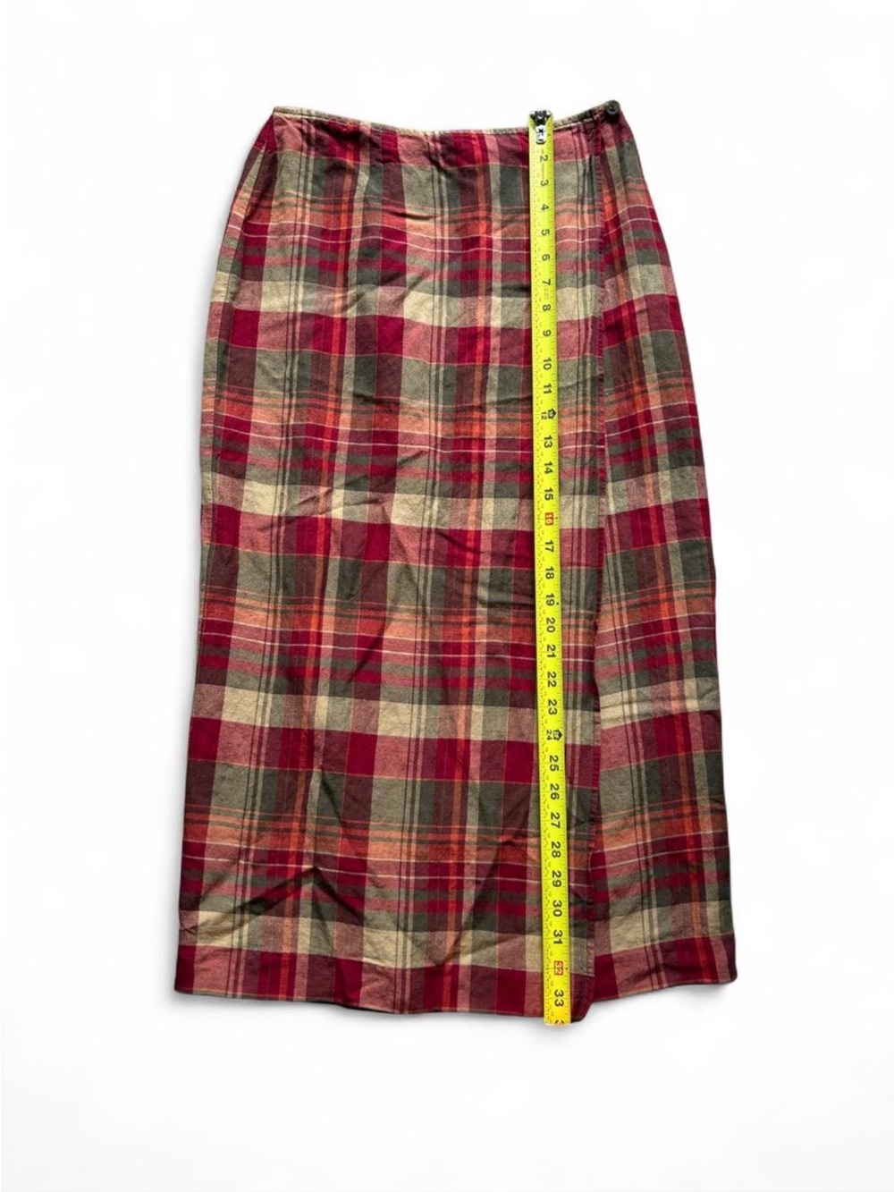 Vintage Geoffrey Beene Linen Plaid Wrap Maxi Skirt Dark Acadamia Size 6 Small - Picture 7 of 8
